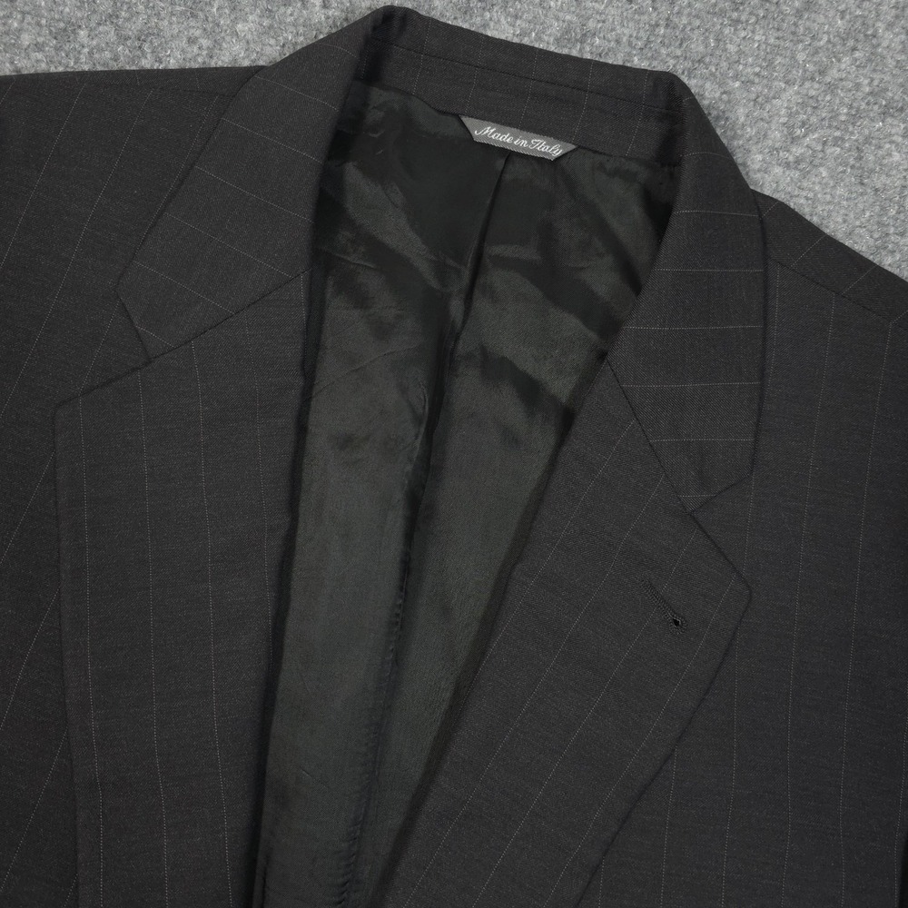 Loro Piana Zanella Sport Coat Mens 44 Black Pinstripe Wool Made in Italy READ